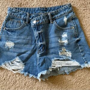 Shein Distressed Blue Denim Shorts